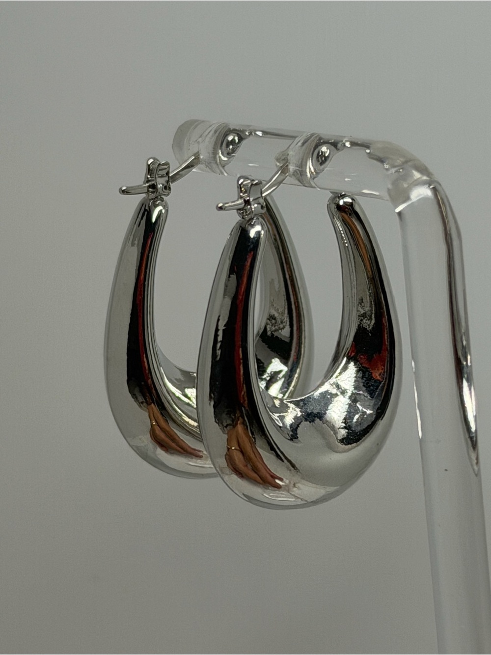 Polished 925 Sterling Silver plated, Teardrop Hoop Earrings - Sleek Modern Style